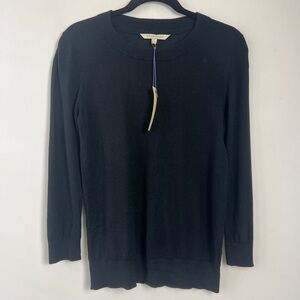 NEW 41 Hawthorne Medium Black Silk Blend Minimalist Long Sleeve Sweater